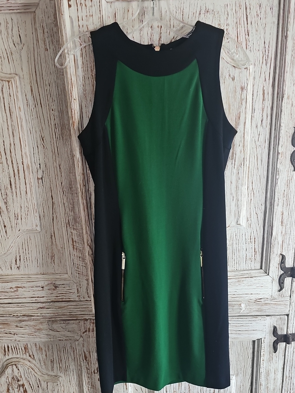 Michael Kors - Classic Green and Black Sleeveless Shift Dress - Size S